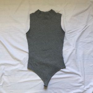 Gray Turtleneck Bodysuit